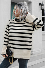 Load image into Gallery viewer, Striped Turtleneck Drop Shoulder Sweater - Sizes S-L
