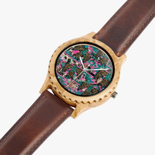 Load image into Gallery viewer, Ti Amo I love you - Exclusive Brand - Leopard &amp; Teal - Womens Designer Italian Olive Wood Watch - Leather Strap
