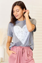 Load image into Gallery viewer, Ladies Cute Trendy Heart Graphic Cuffed Womens Short Sleeve Plis Size Women&#39;s  T-Shirts 
