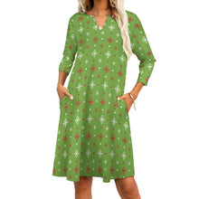 Load image into Gallery viewer, Ti Amo I love you - Exclusive Brand - 10 Styles -  Winter Christmas Patterns - 7-point Sleeve Dresses - Sizes S-5XL
