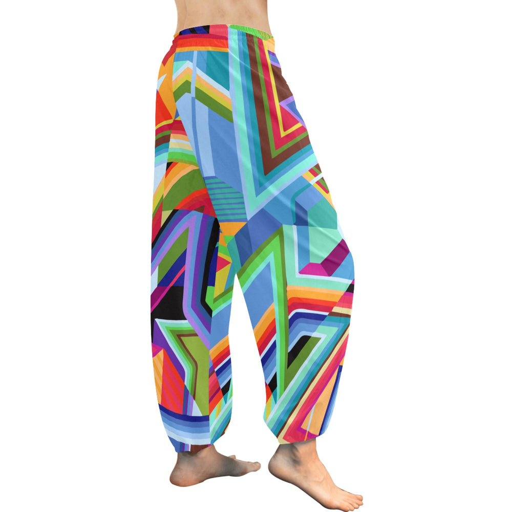 Ti Amo I love you - Exclusive Brand  -  Colorful Geometrical -  Women's Harem Pants - Baggy Pants