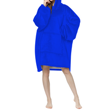 Load image into Gallery viewer, Ti Amo I love you- Exclusive Brand - Blue Blue Eyes - Contrast - Adults&#39; Pullover Hooded Lounger - Long Hoodie Pajamas / Hooded Blanket / Beach Cover-up - Sizes S-XL
