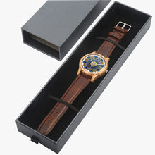 Load image into Gallery viewer, Ti Amo I love you - Exclusive Brand - Daisy and Blue Mandala - Womens Designer Italian Olive Wood Watch - Leather Strap
