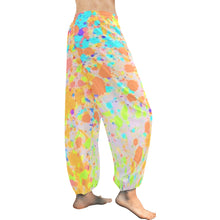 Load image into Gallery viewer, Ti Amo I love you  - Exclusive Brand  - Orange, Aqua &amp; Yellow Splotched Pattern - Women&#39;s Harem Pants
