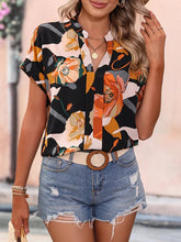 Load image into Gallery viewer, Printed Notched Short Sleeve Blouse
