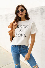 Load image into Gallery viewer, Simply Love Full Size ROCK ＆ LOVE Short Sleeve T-Shirt
