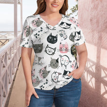 Load image into Gallery viewer, Ti Amo I love you - Exclusive Brand - Womens Plus Size V-Neck Short Sleeve Ladies T-Shirts - Sizes XL-4XL
