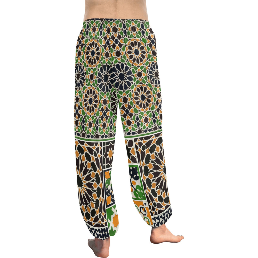 Ti Amo I love you  - Exclusive Brand  - Green, Black & Orange Pattern - Women's Harem Pants