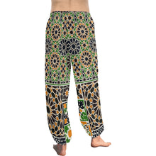 Load image into Gallery viewer, Ti Amo I love you  - Exclusive Brand  - Green, Black &amp; Orange Pattern - Women&#39;s Harem Pants
