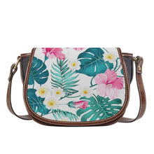 Load image into Gallery viewer, Ti Amo I love you - Exclusive Brand - Tropical Flower &amp; Leaf - PU Leather Flap Saddle Bag One Size
