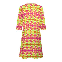 Load image into Gallery viewer, Ti Amo I love you - Exclusive Brand - Yellow &amp; Pink Diamonds - 7-point Sleeve Dress - Sizes S-5XL
