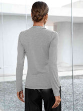 Load image into Gallery viewer, Striped Buttoned V-Neck Long Sleeve Top
