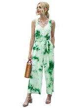 Load image into Gallery viewer, Tie-Dye Tie Waist Sleeveless Jumpsuit
