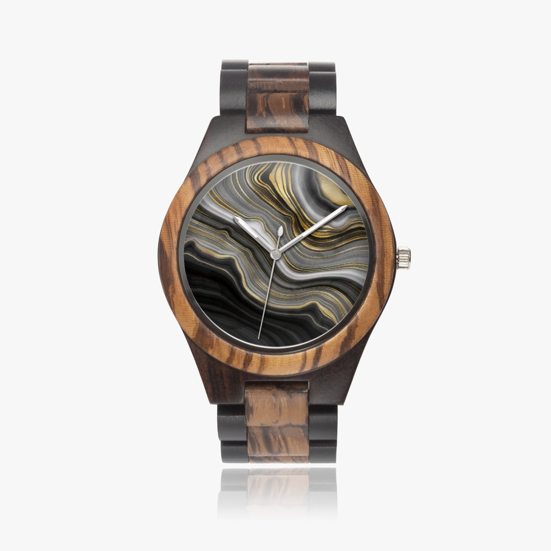 Ti Amo I love you - Exclusive Brand - Black and Gold - Unisex Designer Indian Ebony Wood Watch 45mm