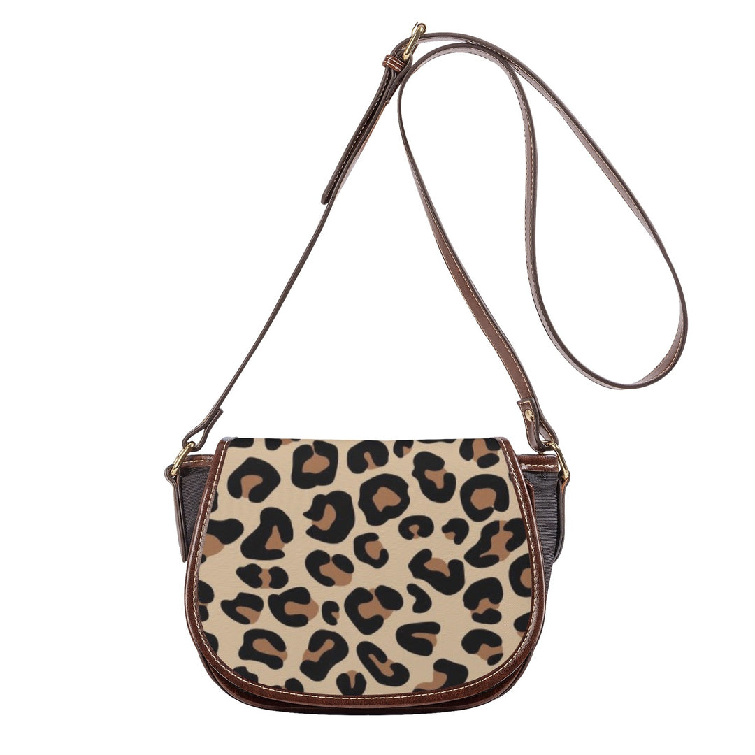 Ti Amo I love you - Exclusive Brand - Brown Leopard - PU Leather Flap Saddle Bag