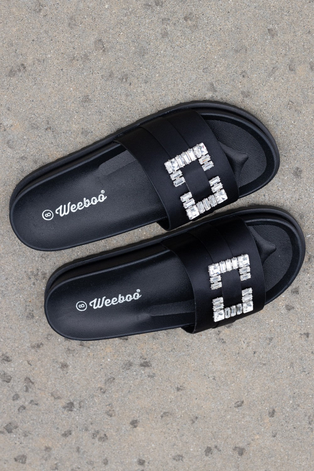 Weeboo Crystal Skies Rhinestone Buckle Slide Sandals - Only Size 7.5 Left