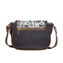 Load image into Gallery viewer, Ti Amo I love - Exclusive Brand - White &amp; Black Pattern - PU Leather Flap Saddle Bag
