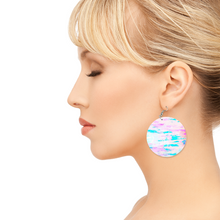 Load image into Gallery viewer, Ti Amo I love you - Exclusive Brand  - Orchid &amp; Bright Turquoise - Geometric Round Wooden Earrings
