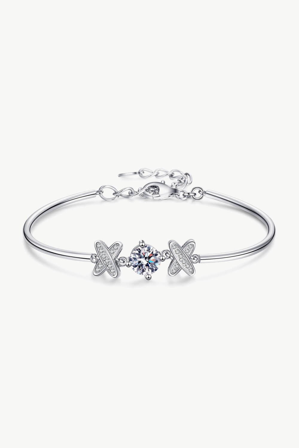 1 Carat 9" Moissanite Sterling Silver Bracelet with Zircon Accent Stones - Ti Amo I love you