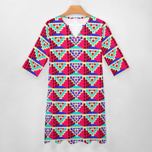 Load image into Gallery viewer, Ti Amo I love you - Exclusive Brand - Hot Pink &amp; Teal - Digital Pattern - 7-point Sleeve Dress - Sizes S-5XL
