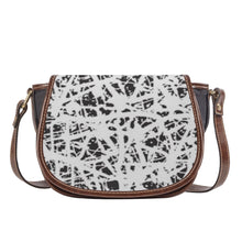 Load image into Gallery viewer, Ti Amo I love - Exclusive Brand - White &amp; Black Pattern - PU Leather Flap Saddle Bag One Size
