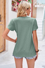 Load image into Gallery viewer, 6 Colors - Eyelet V-Neck Petal Sleeve T-Shirt
