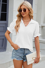 Load image into Gallery viewer, 8 Colors - Eyelet Johnny Collar Short Sleeve Blouse
