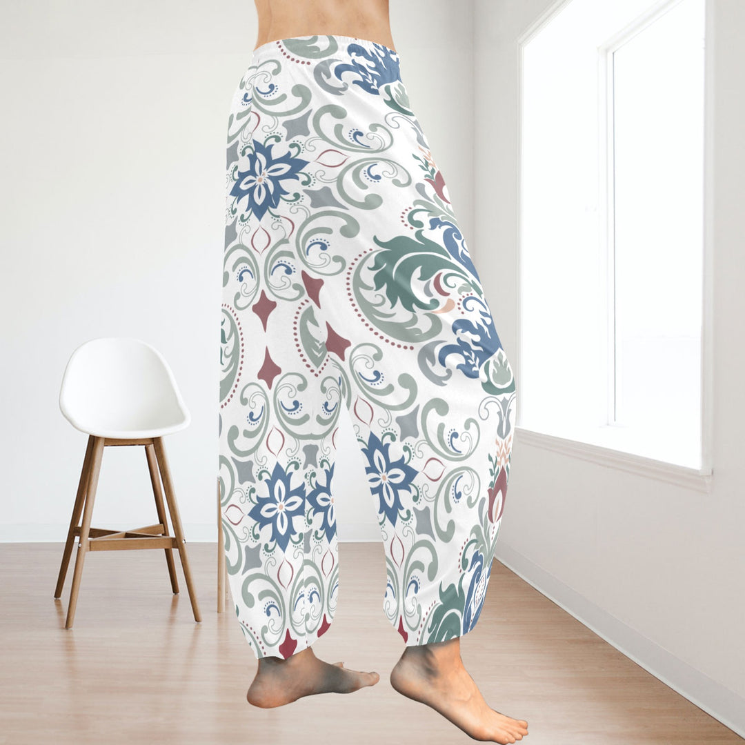 Ti Amo I love you  - Exclusive Brand  - Fleur-de-lis & Scroll Pattern - Women's Harem Pants - Sizes XS-2XL