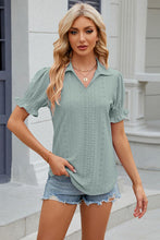 Load image into Gallery viewer, 8 Colors - Eyelet Johnny Collar Short Sleeve Blouse
