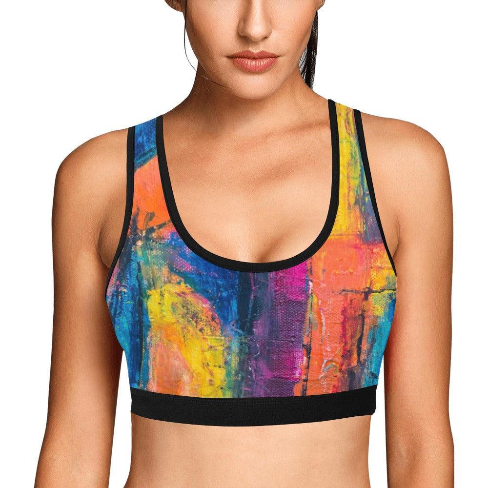 Ti Amo I love you - Exclusive Brand - Multicolored Abstract Pattern -Women's Sports Bra