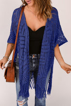 Load image into Gallery viewer, Openwork Open Front Cardigan with Fringes
