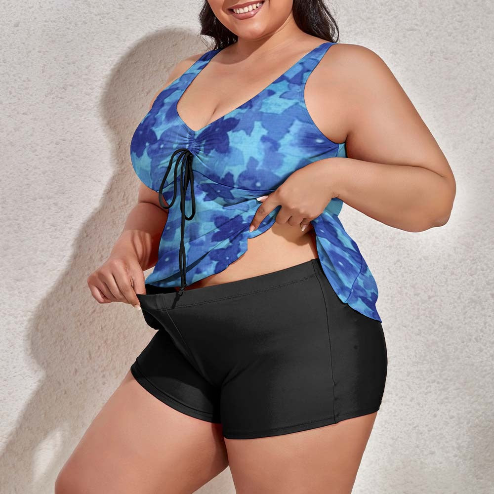 Ti Amo I love you - Exclusive Brand - Women's Plus Size Drawstring 2pc Swimsuit - Sizes XL-5XL