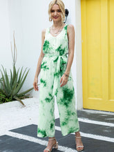 Load image into Gallery viewer, Tie-Dye Tie Waist Sleeveless Jumpsuit
