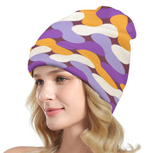 Load image into Gallery viewer, Ti Amo I love you - Exclusive Brand  - Purple - Orange - Light Purple &amp; Beige - Unisex Knit Hat
