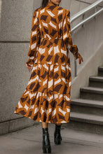 Load image into Gallery viewer, Printed Tied Pocketed Lantern Sleeve Dress
