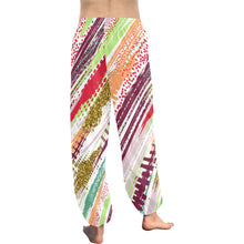 Load image into Gallery viewer, Ti Amo I love you  - Exclusive Brand  - White with Diagonal Colorful Striped Pattern - Women&#39;s Harem Pants
