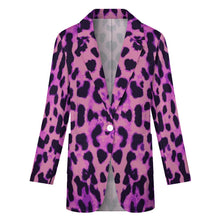 Load image into Gallery viewer, Ti Amo I love you - Exclusive Brand - Can Can &amp; Medium Plum Jaguar Spots -  Womens Suit Blazer Jacket - 2XS-2XL
