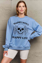 Load image into Gallery viewer, Simply Love Simply Love Full Size HAPPY MIND HAPPY LIFE SKULL Graphic Sweatshirt
