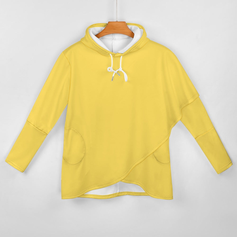 Ti Amo I love you - Exclusive Brand -10 Colors - Solid Color - Asymmetrical Medium Length Slim Hooded Sweatshirt