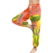 Load image into Gallery viewer, Ti Amo I love you  - Exclusive Brand  - Orange Yellow Green Geometric Pattern -Women&#39;s Harem Pants
