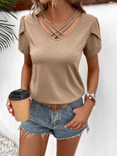 Load image into Gallery viewer, Strappy V-Neck Petal Sleeve Top
