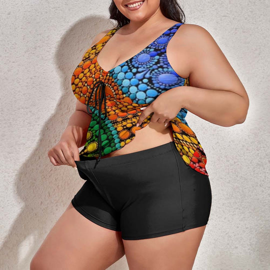 Ti Amo I love you - Exclusive brand - Women's Plus Size Drawstring 2pc Swimsuit - Sizes XL-6XL