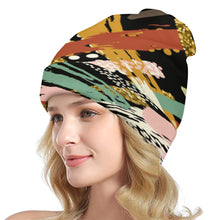 Load image into Gallery viewer, Ti Amo I love you - Exclusive Brand - Black with Criss Cross Colorful Striped Lines -  Knit Hat
