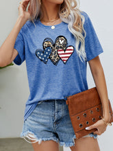 Load image into Gallery viewer, US Flag Leopard Heart Graphic Tee
