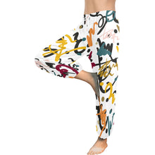 Load image into Gallery viewer, Ti Amo I love you  - Exclusive Brand  - White with Colorful Scribbles - Women&#39;s Harem Pants
