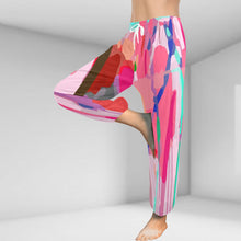 Load image into Gallery viewer, Ti Amo I love you - Exclusive Brand  - Pink &amp; Hot Pink with Lines - Women&#39;s Harem Pants - Sizes XS-2XL
