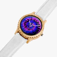 Load image into Gallery viewer, Ti Amo I love you - Exclusive Brand - Persian Blue &amp; Heliotrope - Tie-Dye - Unisex Designer Italian Olive Wood Watch - Leather Strap
