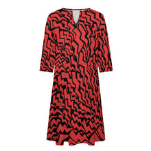 Load image into Gallery viewer, Ti Amo I love you - Exclusive Brand - Red &amp; Black -  7-point Sleeve Dress - Sizes S-5XL
