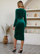Load image into Gallery viewer, V-Neck Long Sleeve Tulip Hem Dress
