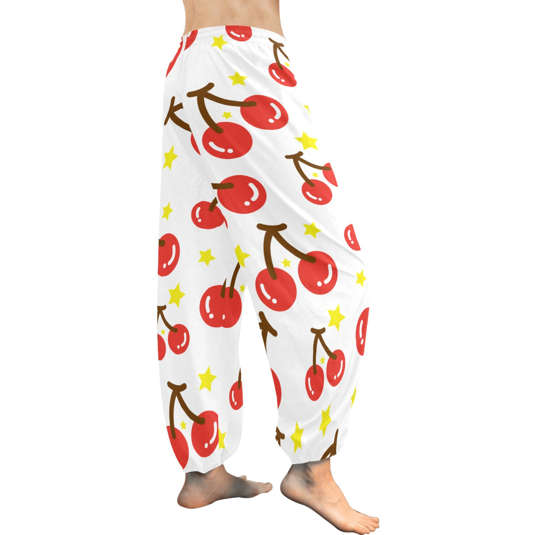 Ti Amo I love you  - Exclusive Brand  - Cherry & Star Pattern - Women's Harem Pants - Sizes XS-2XL